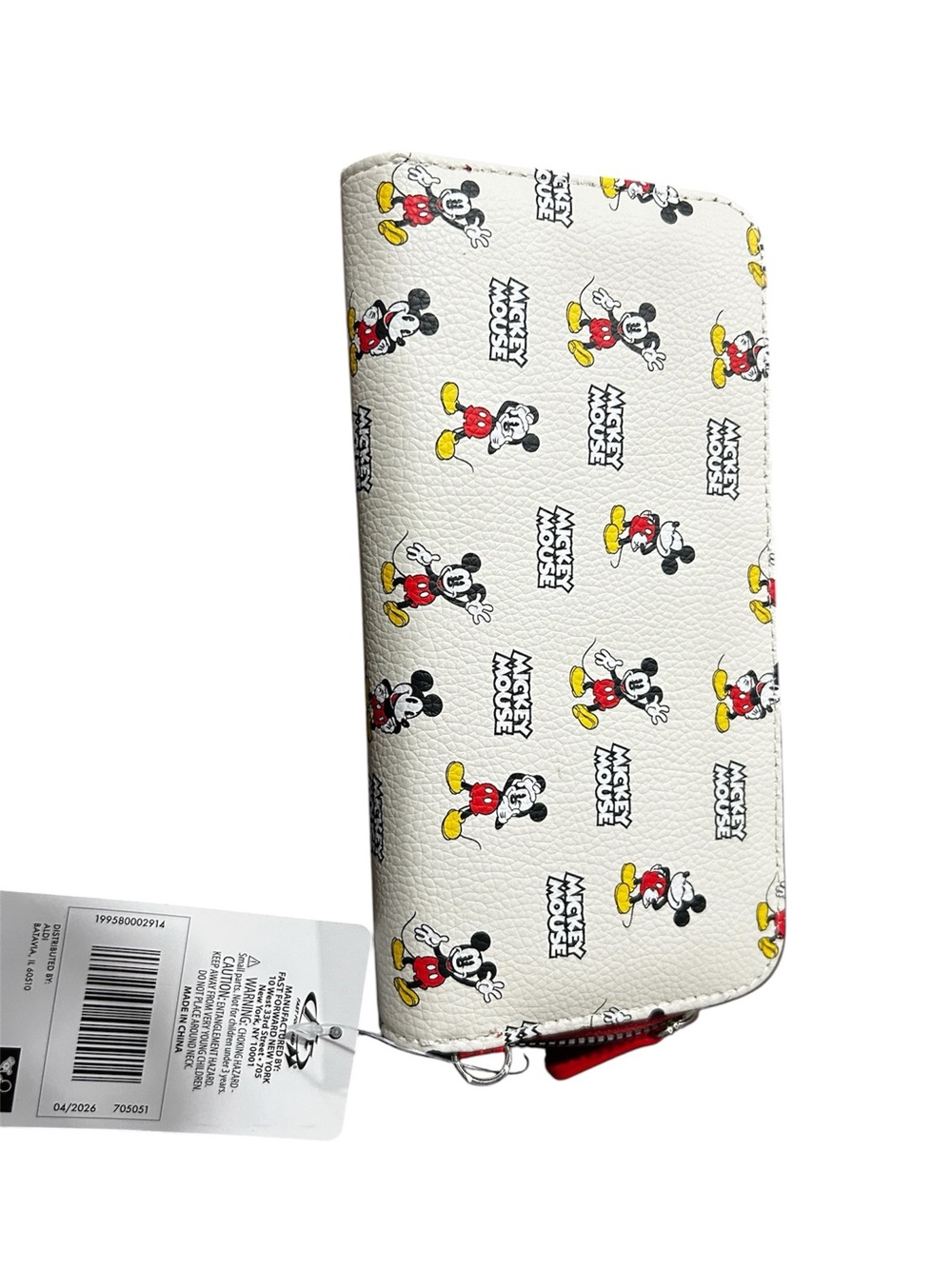 Disney Mickey Mouse Wrist Wallet White Zip-Around - Picture 2 of 3